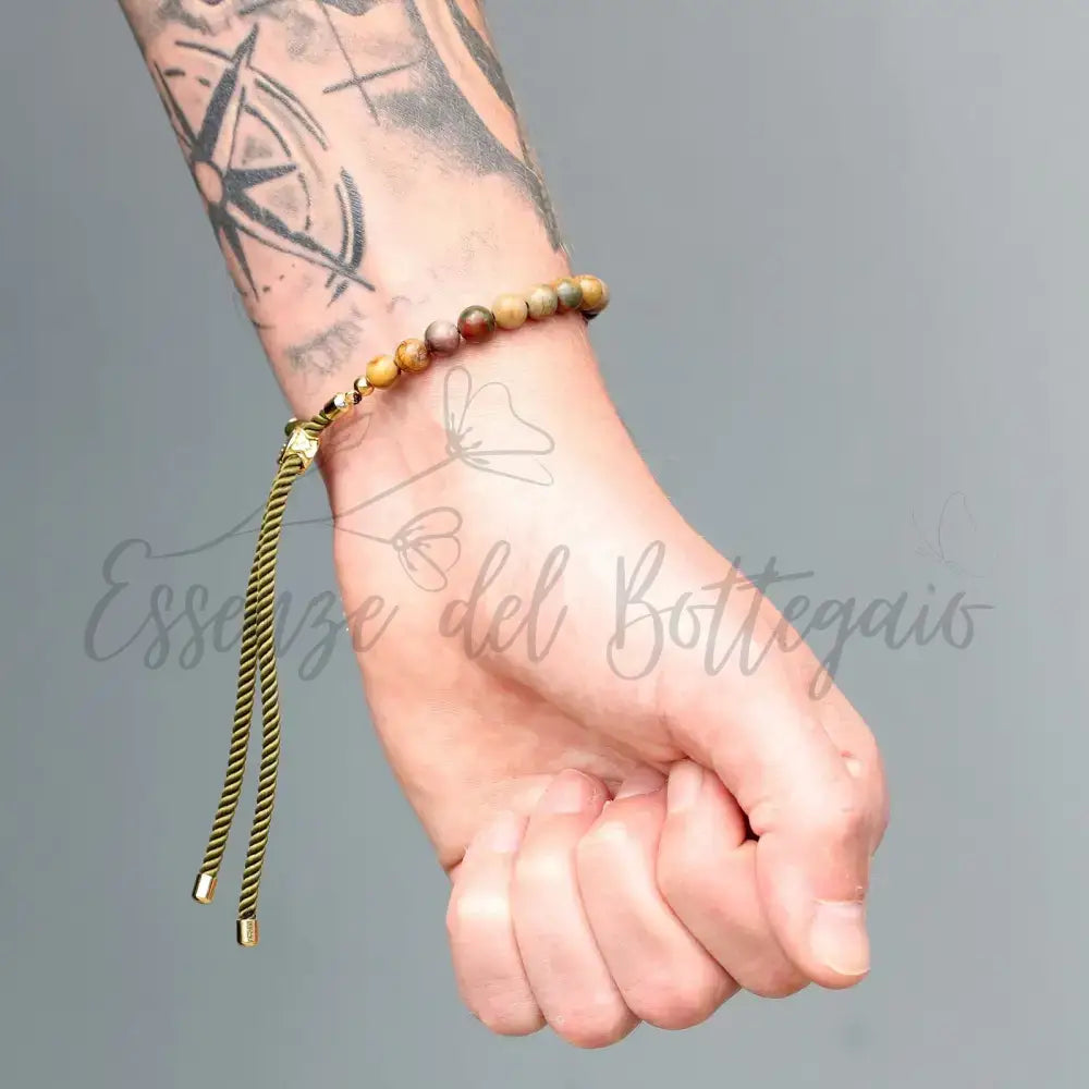 Braccialetto Verde con Terminali Placcati Oro 18k - Diaspro - Gemstones String Bracelets