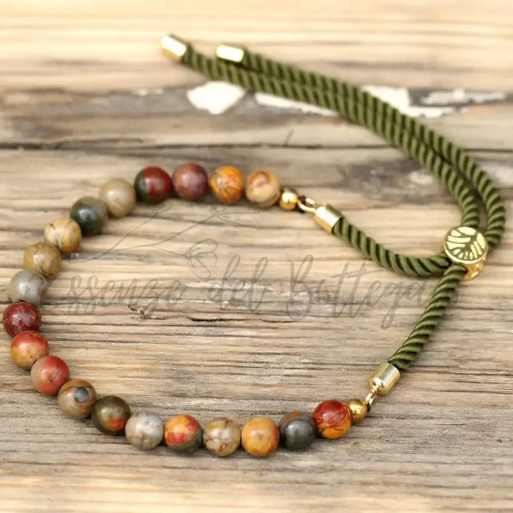 Braccialetto Verde con Terminali Placcati Oro 18k - Diaspro - Gemstones String Bracelets