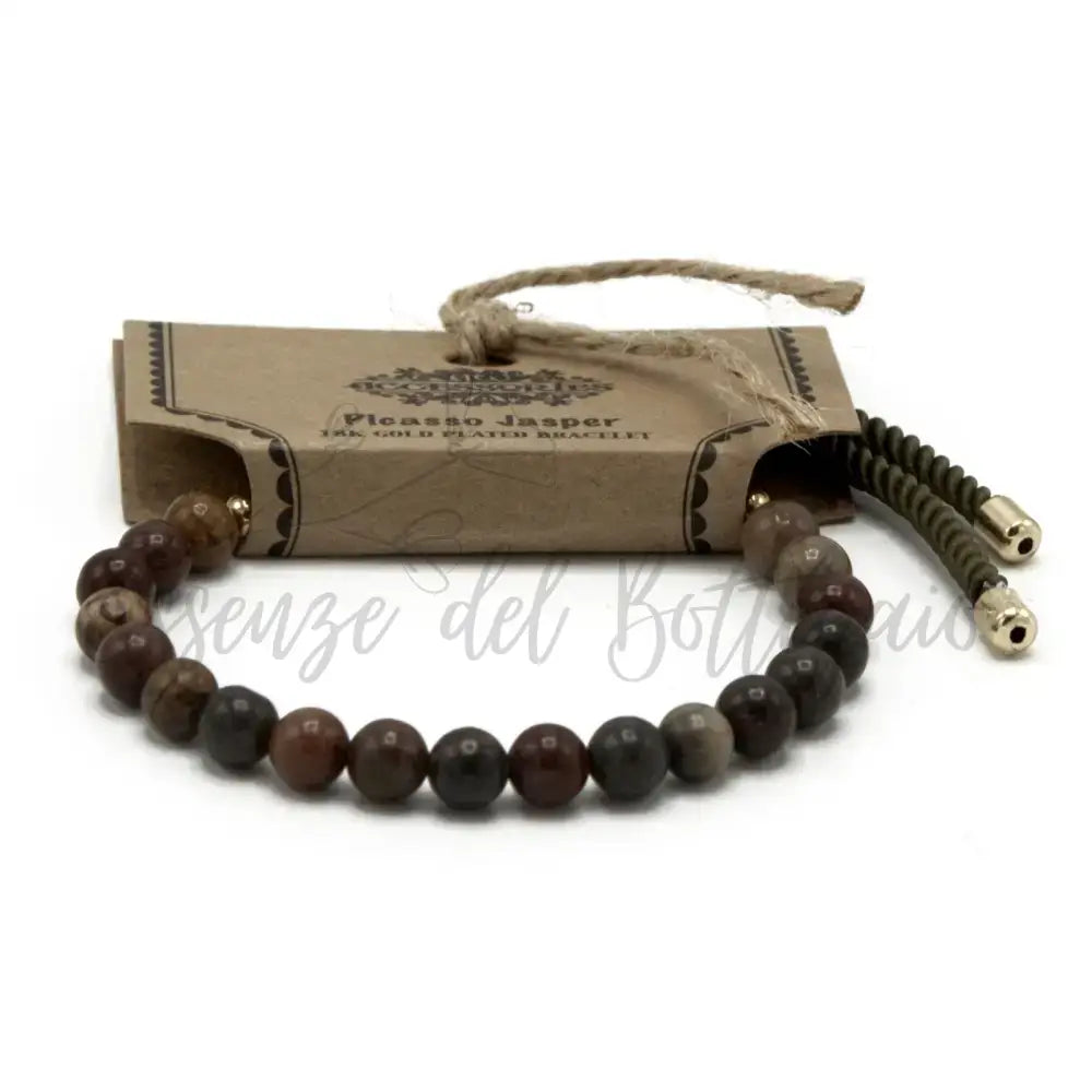 Braccialetto Verde con Terminali Placcati Oro 18k - Diaspro - Gemstones String Bracelets