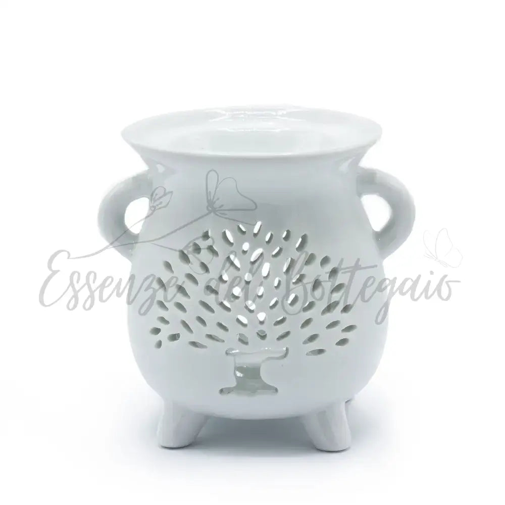 Brucia Essenze - Calderone Albero della Vita - Bianco - Floral & Cauldron Oil Burners