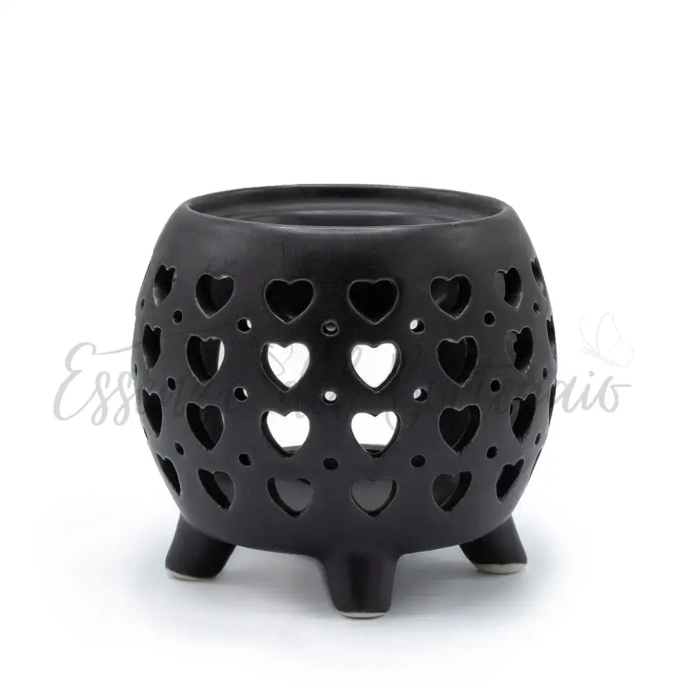 Brucia Essenze - Vaso Cuori - Nero Opaco - Floral & Cauldron Oil Burners