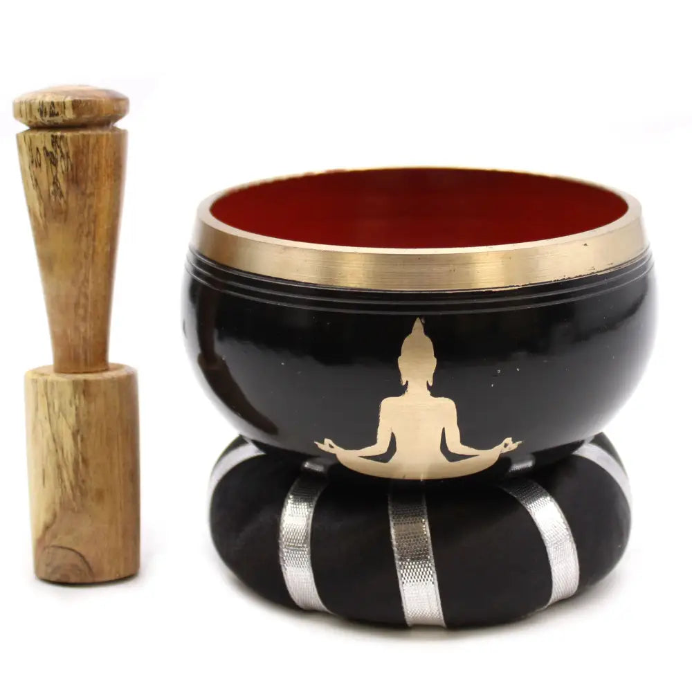 Buddha Singing Bowl Set- Black/Orange 10.7cm - Tibetan Singing Bowls
