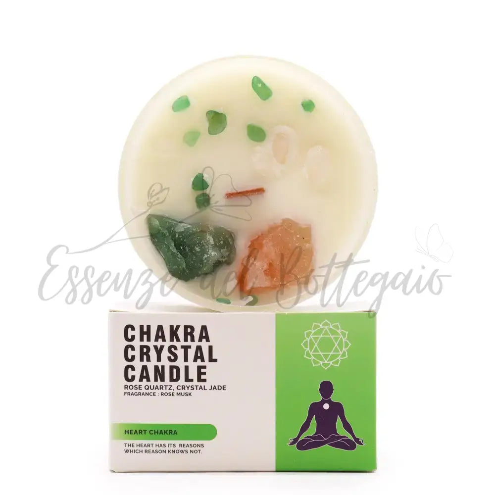 Candela Cristallo Chakra - Chakra del Cuore - Chakra Crystal Candles