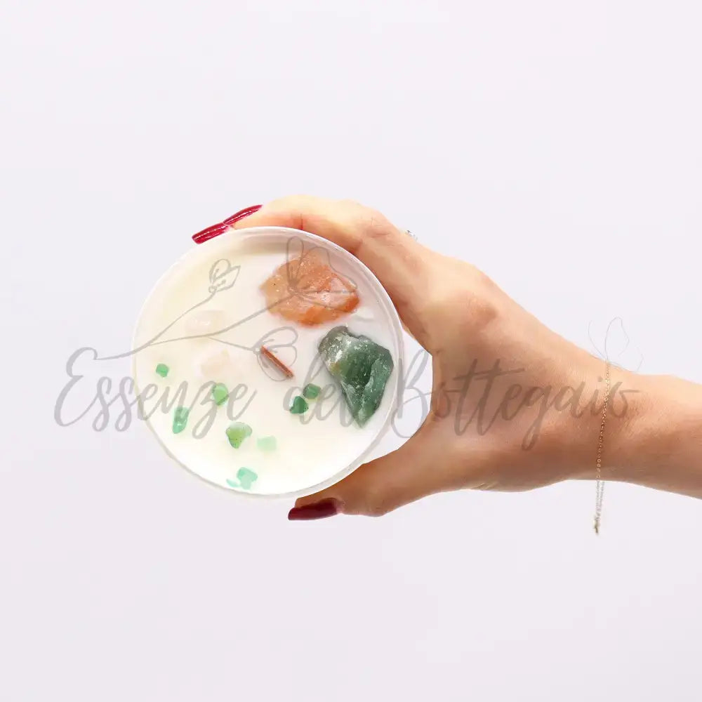 Candela Cristallo Chakra - Chakra del Cuore - Chakra Crystal Candles