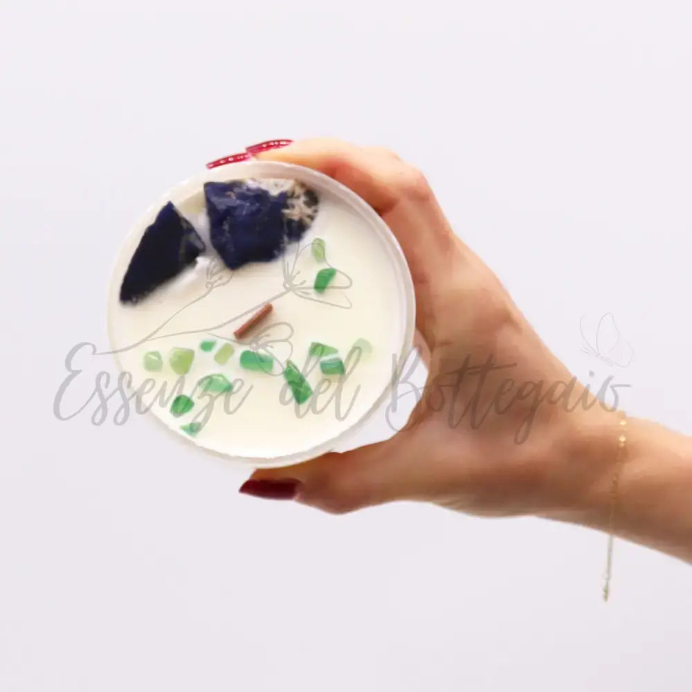 Candela Cristallo Chakra - Chakra della Gola - Chakra Crystal Candles