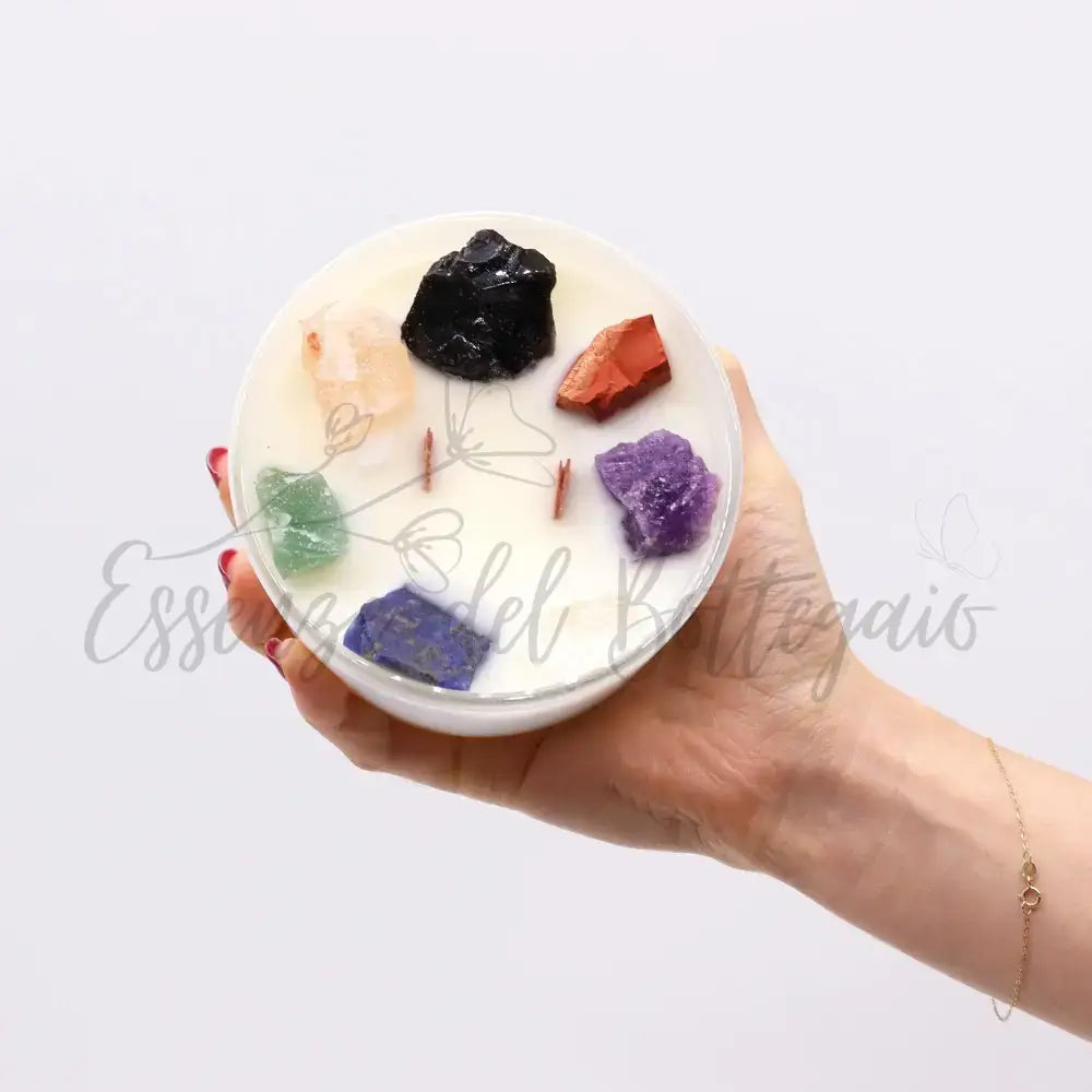 Candela Cristallo Chakra Grande - Sette Chakra - Chakra Crystal Candles