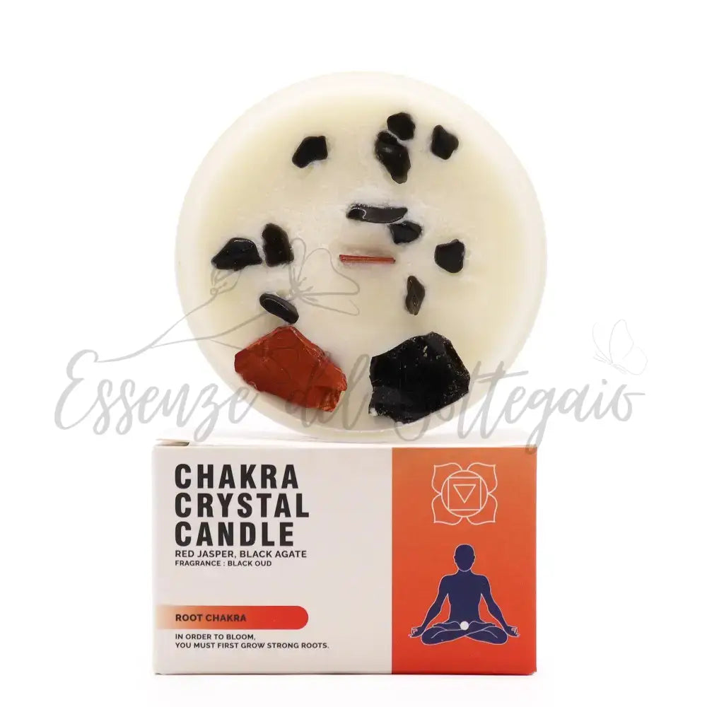 Candela Cristallo Chakra - Chakra della Radice - Chakra Crystal Candles