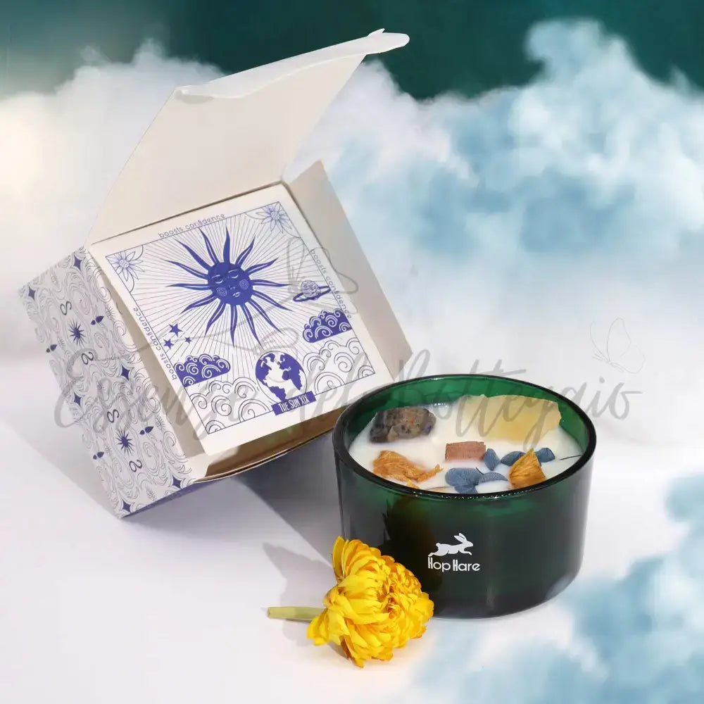 Candela con Fiore Magico Hop Hare - il Sole - Hop Hare Crystal Magic Flower Candles