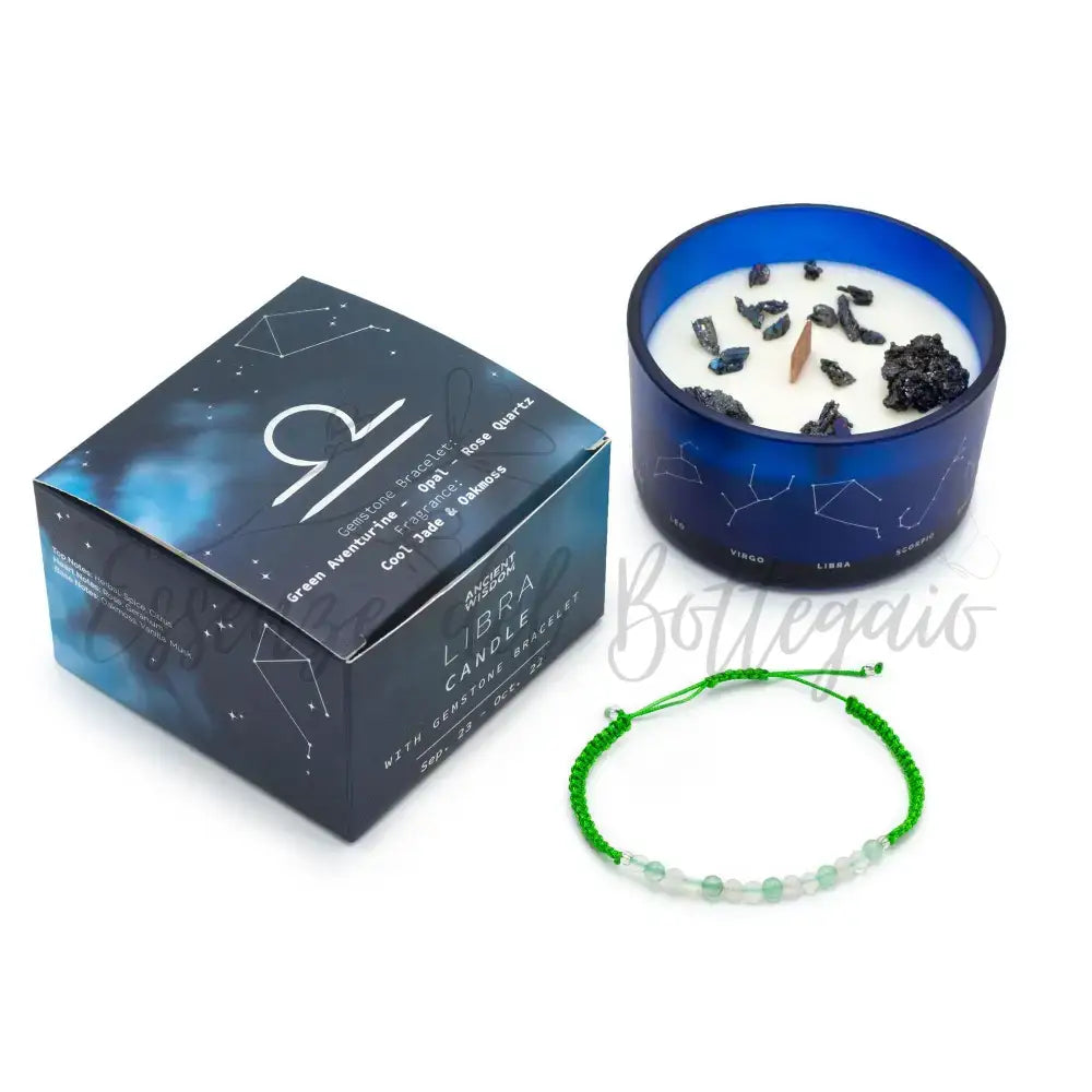 Candela Zodiaco con Braccialetto - Bilancia - Zodiac Crystal Candles with Gemstone Bracelet