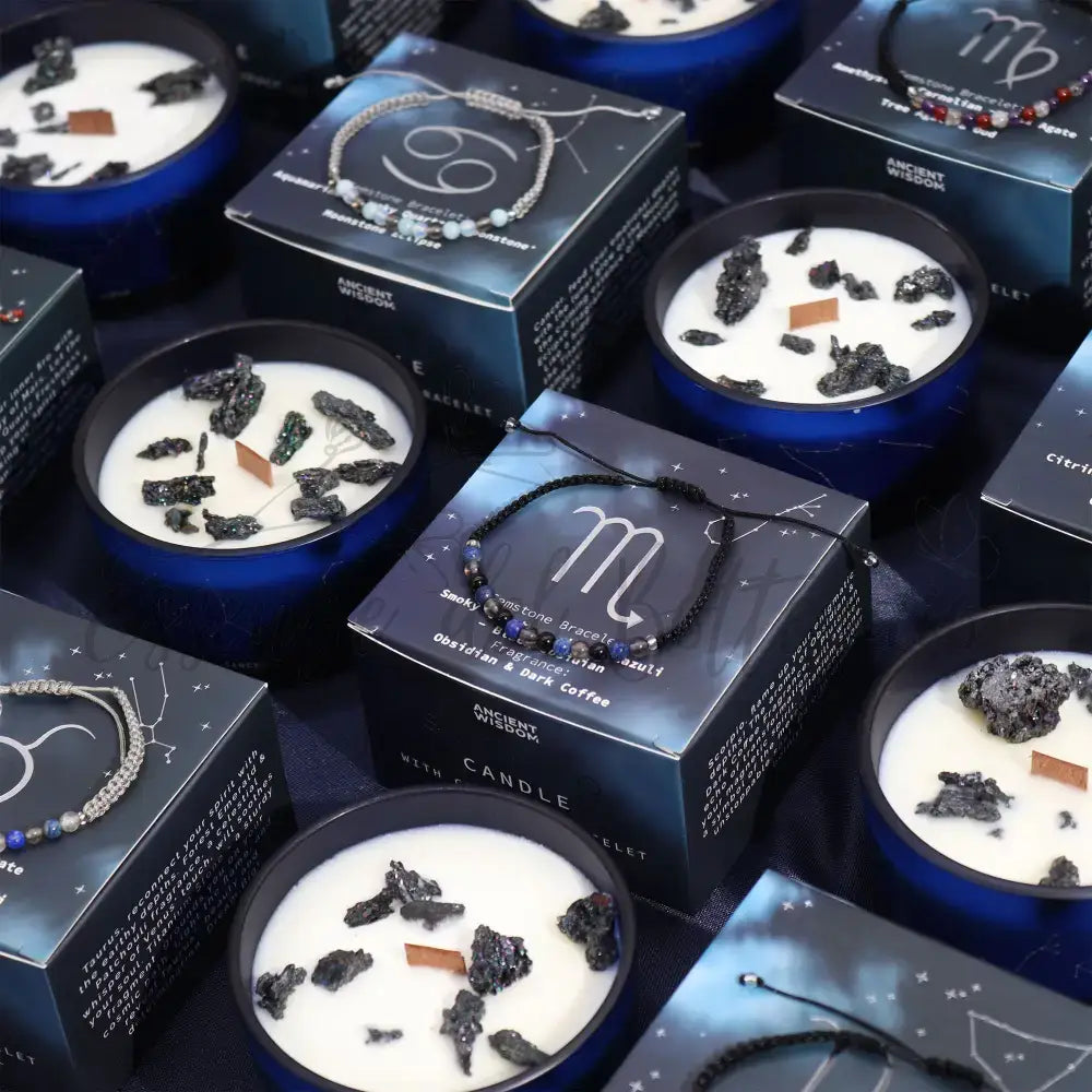 Candela Zodiaco con Braccialetto - Capricorno - Zodiac Crystal Candles with Gemstone Bracelet