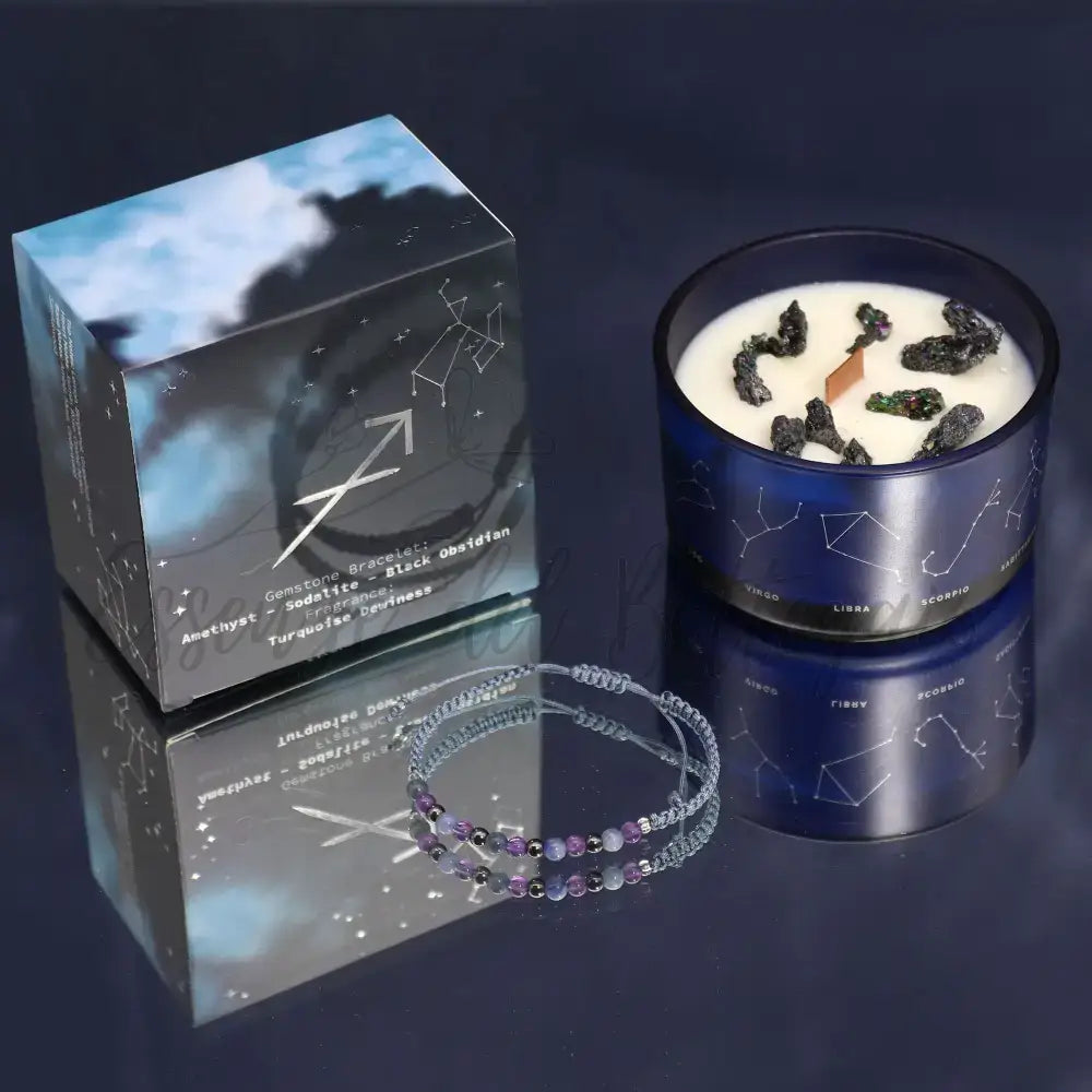 Candela Zodiaco con Braccialetto - Sagittario - Zodiac Crystal Candles with Gemstone Bracelet