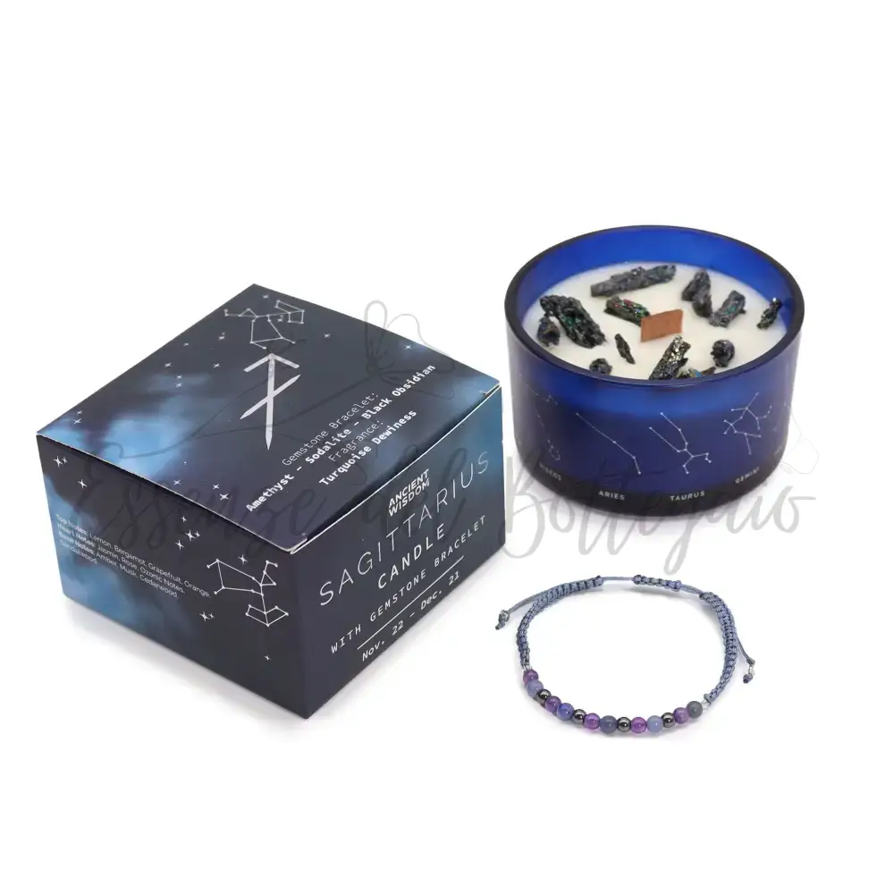 Candela Zodiaco con Braccialetto - Sagittario - Zodiac Crystal Candles with Gemstone Bracelet