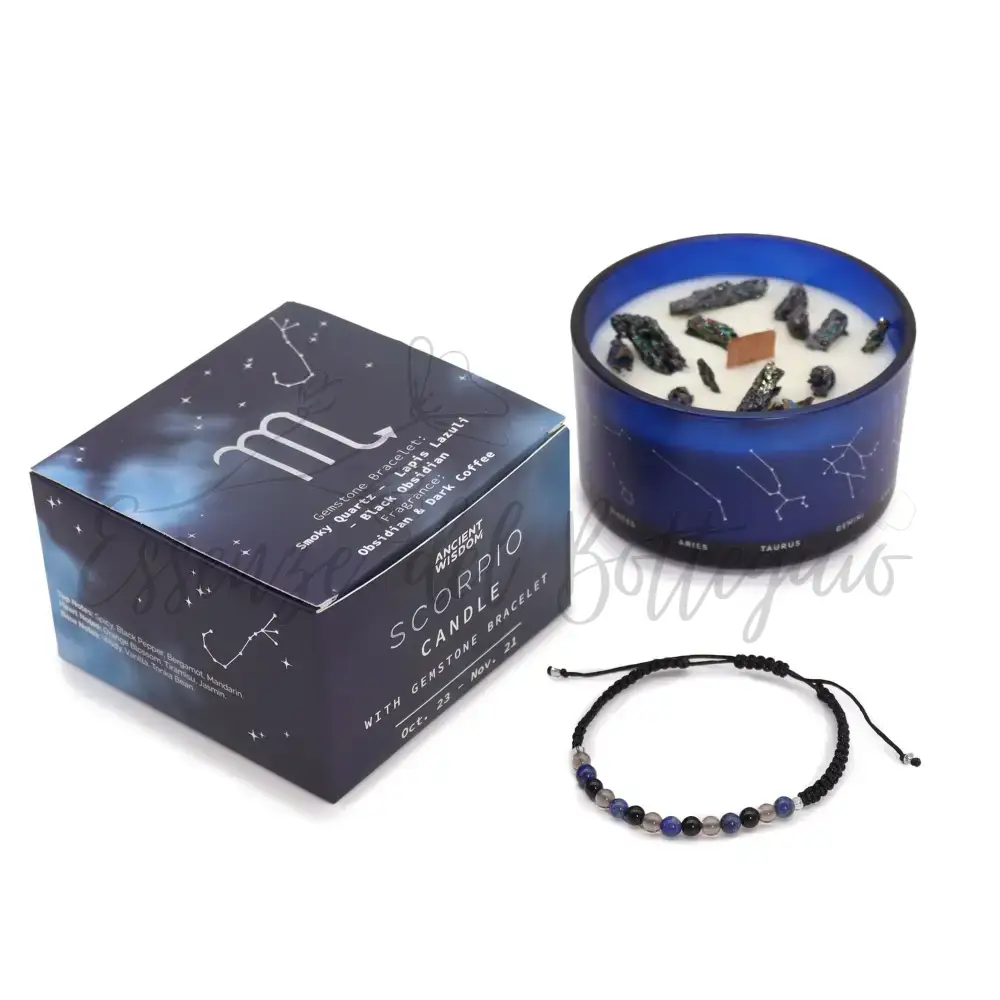 Candela Zodiaco con Braccialetto - Scorpione - Zodiac Crystal Candles with Gemstone Bracelet