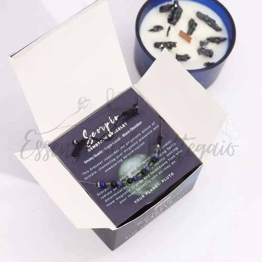 Candela Zodiaco con Braccialetto - Scorpione - Zodiac Crystal Candles with Gemstone Bracelet
