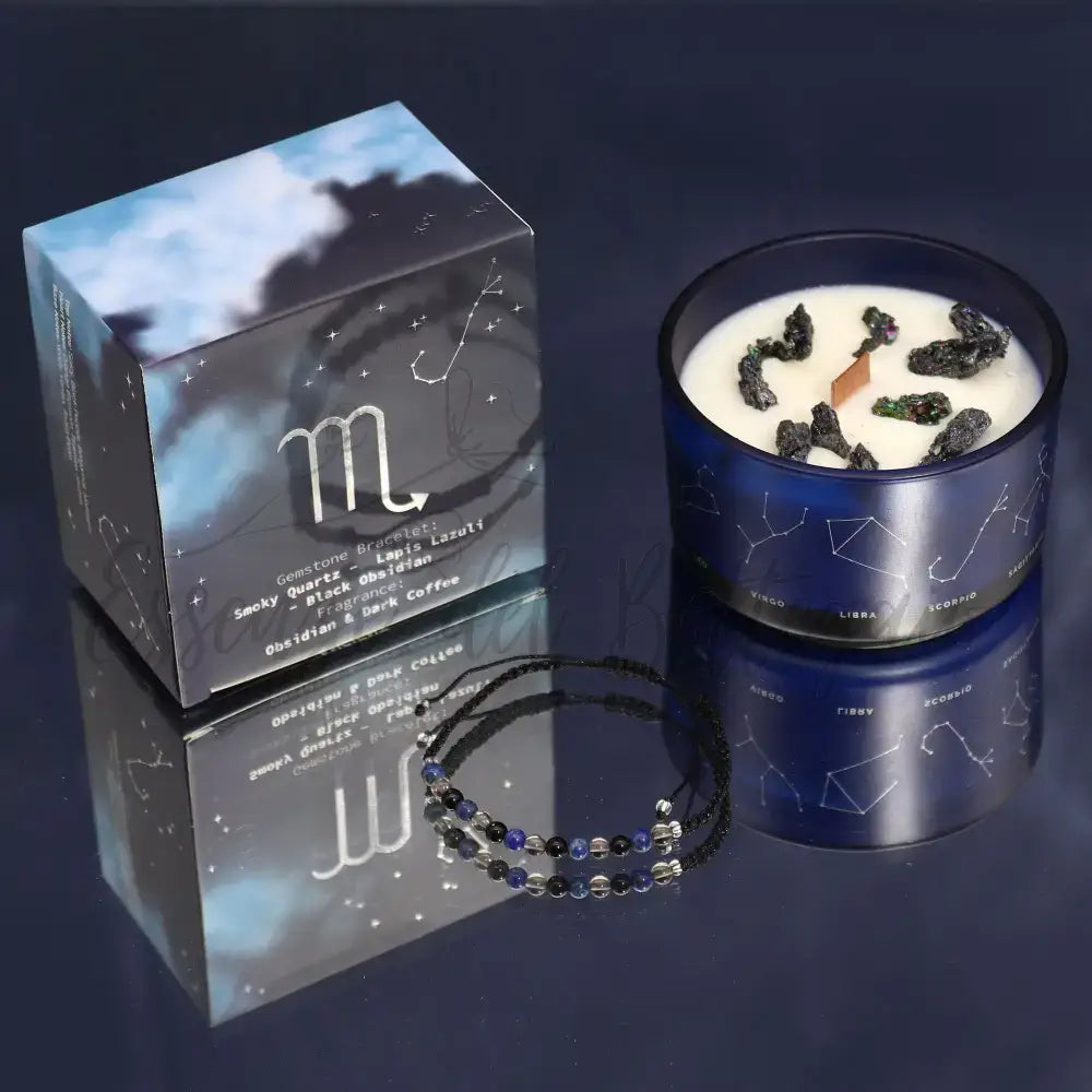 Candela Zodiaco con Braccialetto - Scorpione - Zodiac Crystal Candles with Gemstone Bracelet