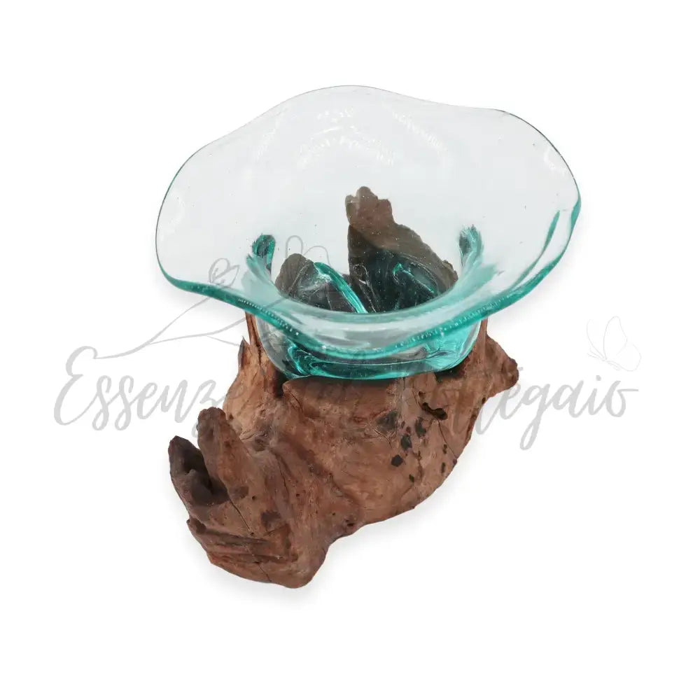 Ciotola per dolci in vetro soffiato su legno - Molten Glass on Wood