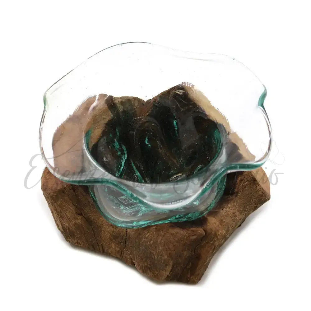 Ciotola per dolci in vetro soffiato su legno - Molten Glass on Wood