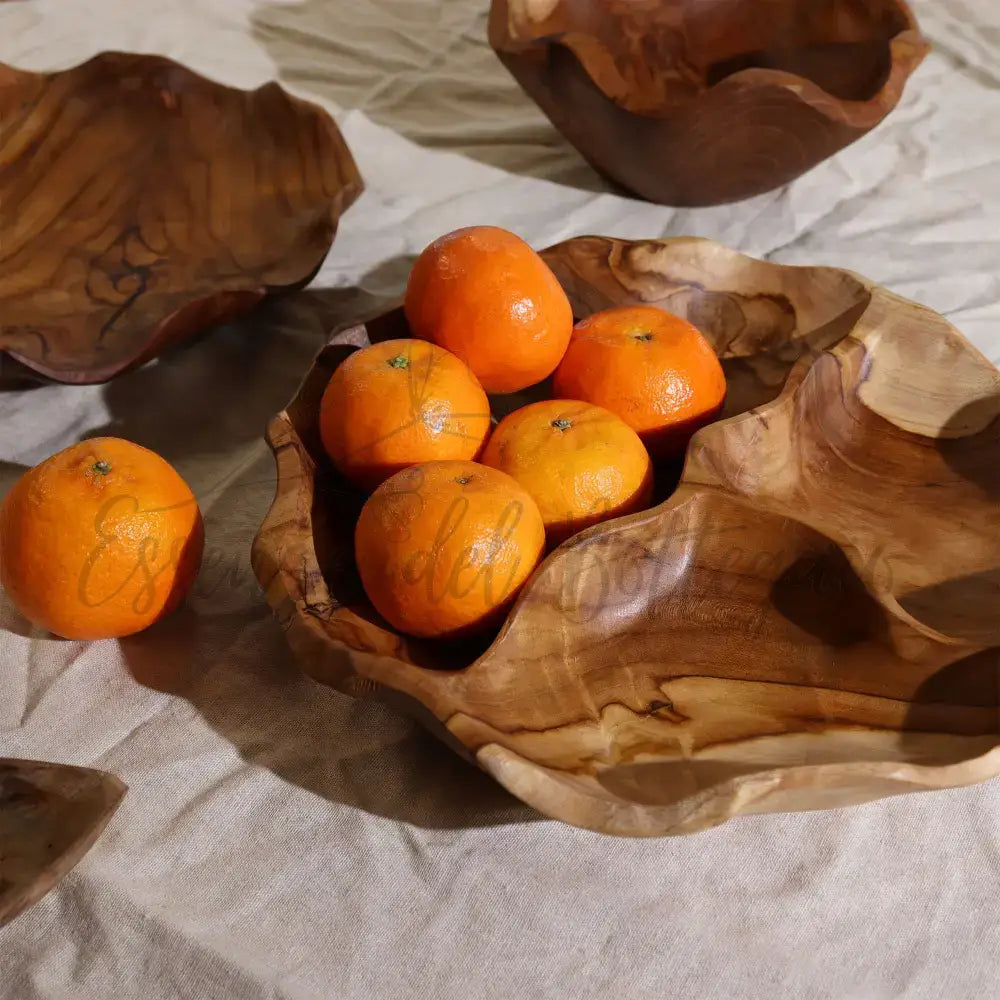 Ciotola in Teak Tre Sezioni Rotonda 30x5,5 cm - Teak Wood Bowls