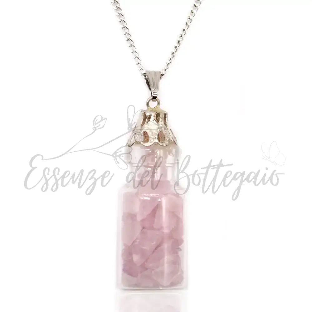 Collana a boccetta - Quarzo rosa - Indian Gemstone Necklaces