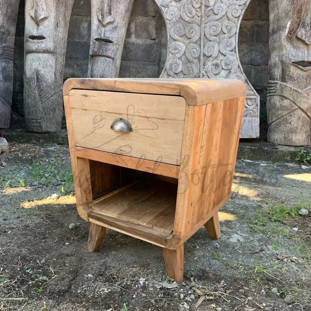 Comodino arrotondato 1 cassetto 45x37x57cm - Recycled Home Furniture from Bali