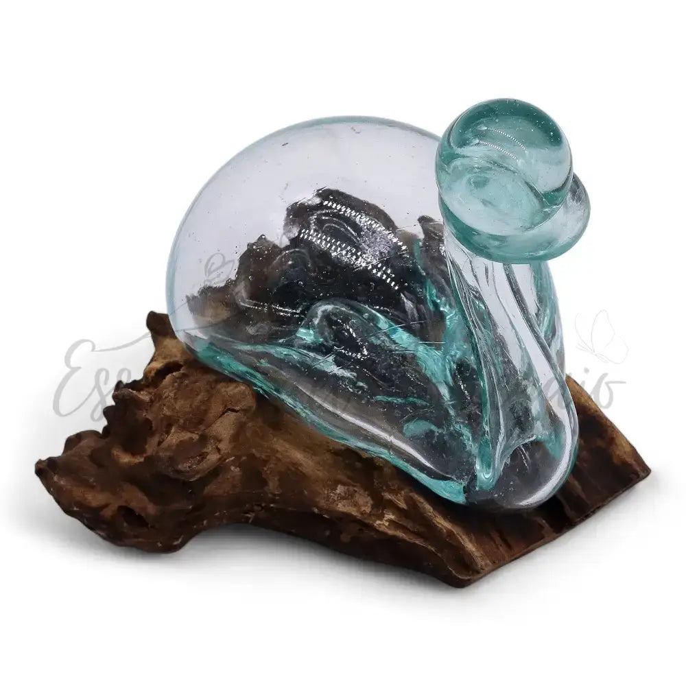 Decanter a forma di anatra in vetro fuso su legno con tappo - Molten Glass on Wood