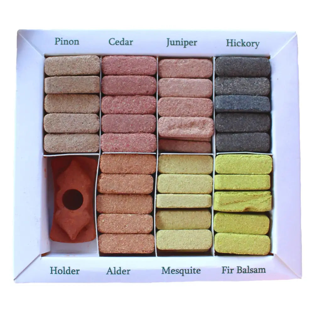 Display Set of 70 Incense Smudge Bricks and Burner - 7 - Natural Incense Resin Bricks Set