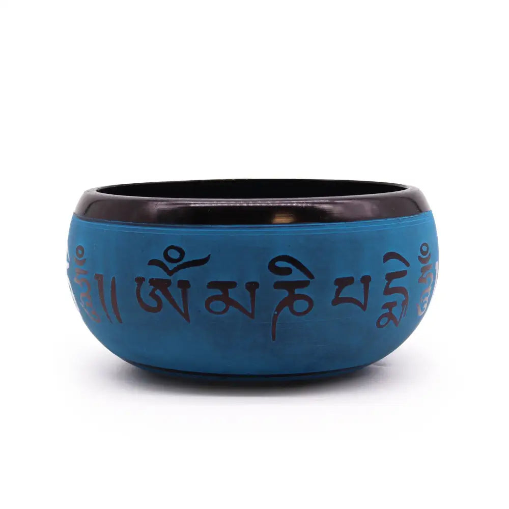 Earth Powder Singing Bowl - Blue Mantra Five Buddha - 16cm - Tibetan Singing Bowls