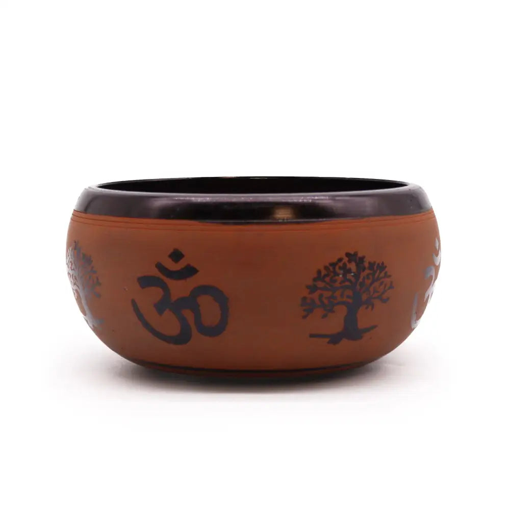 Earth Powder Singing Bowl - Clay Om Buddha - 16cm - Tibetan Singing Bowls