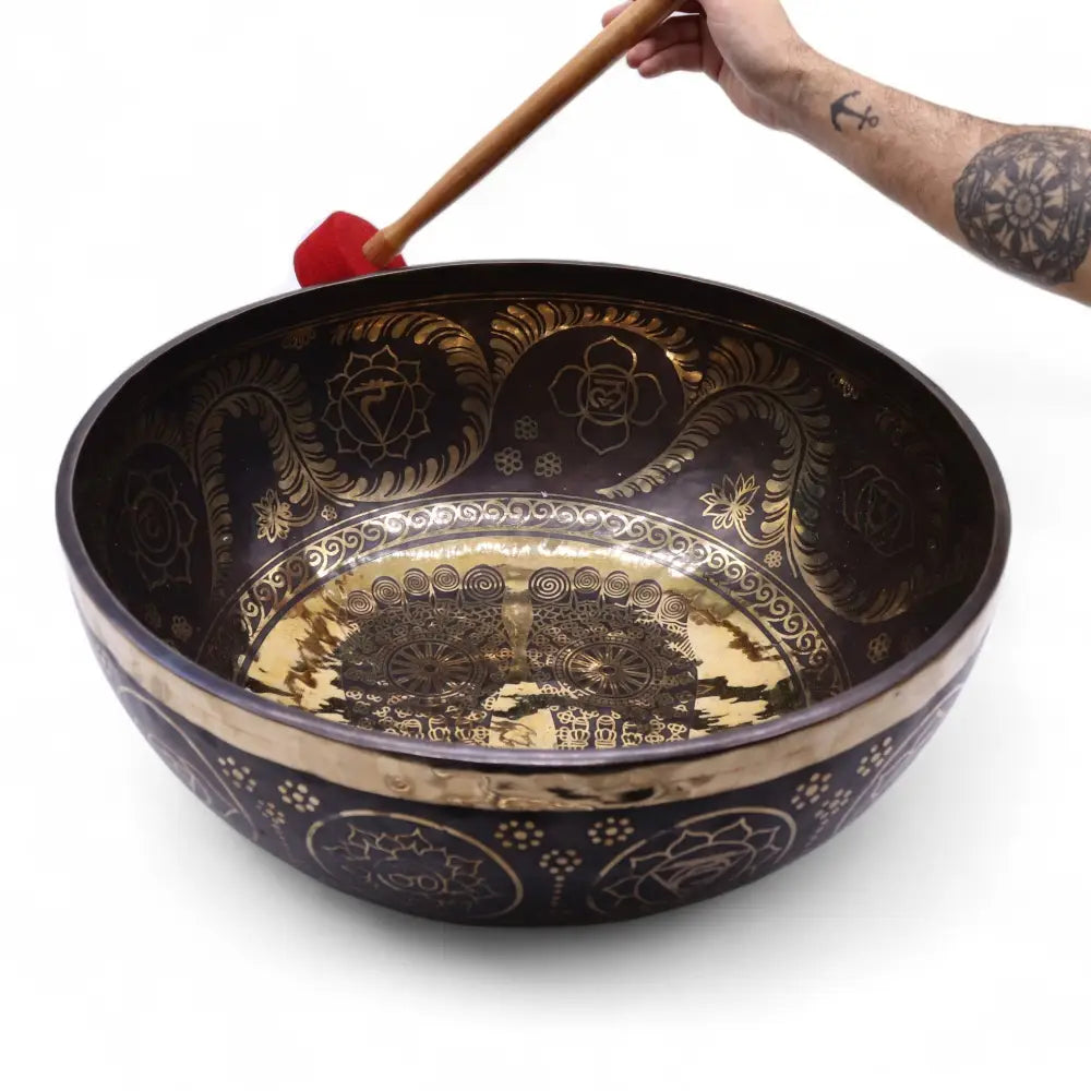 Engraved - Huge Vibrational Feet Standing Bowl - 50x20cm - Tibetan Singing Bowls