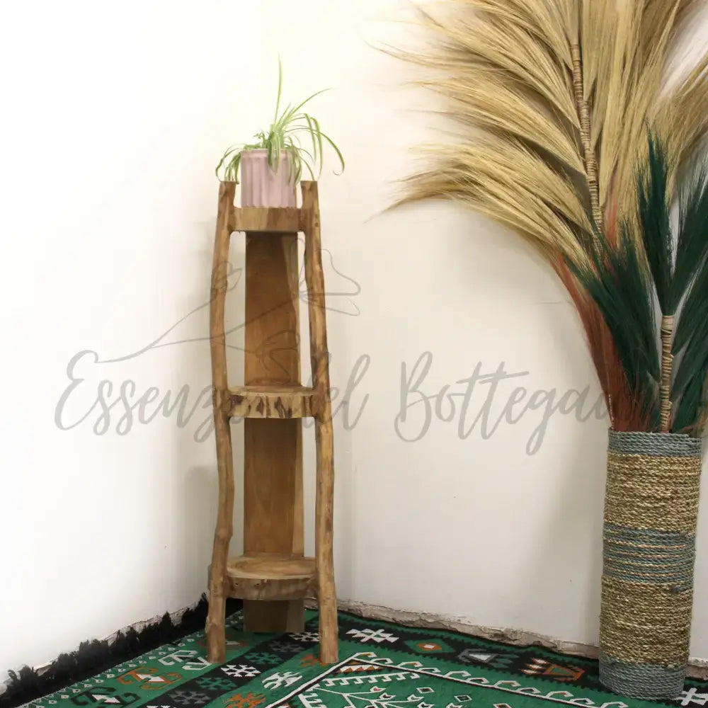 Espositore Angolare a 3 Ripiani in Legno Teak - Alto 90cm - Natural Teak Display