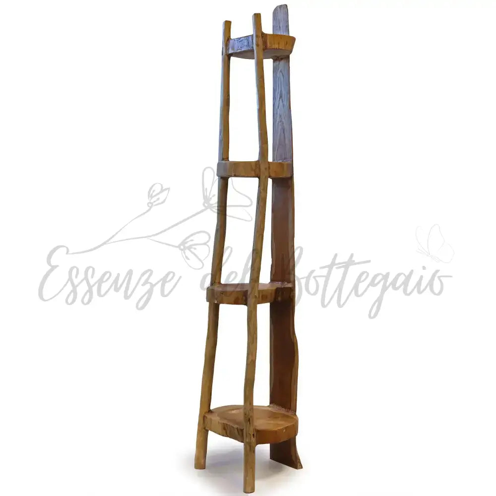 Espositore Angolare a 4 Ripiani in Legno Teak - Alto 135cm - Natural Teak Display