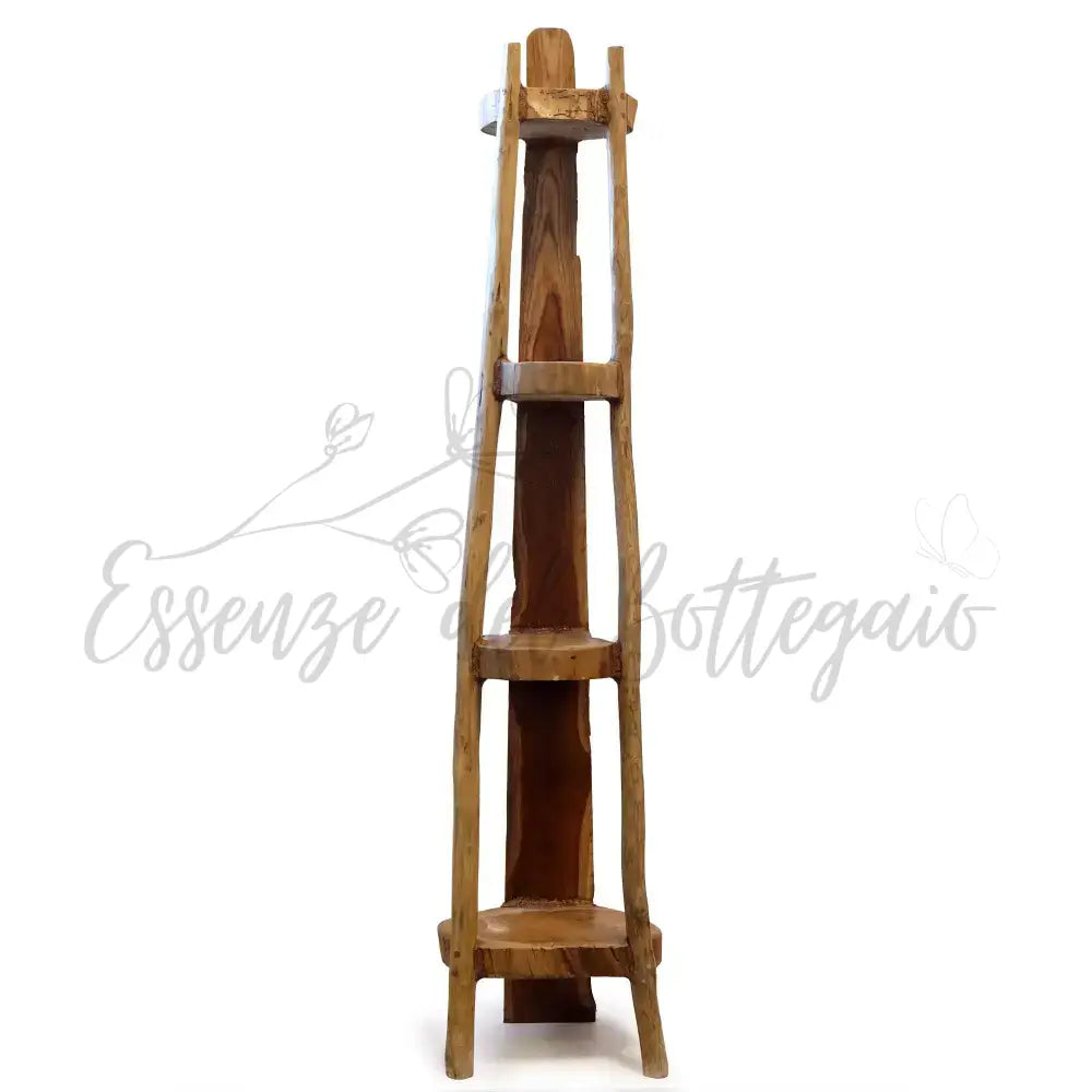 Espositore Angolare a 4 Ripiani in Legno Teak - Alto 135cm - Natural Teak Display