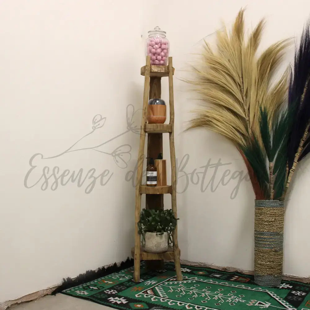 Espositore Angolare a 4 Ripiani in Legno Teak - Alto 135cm - Natural Teak Display