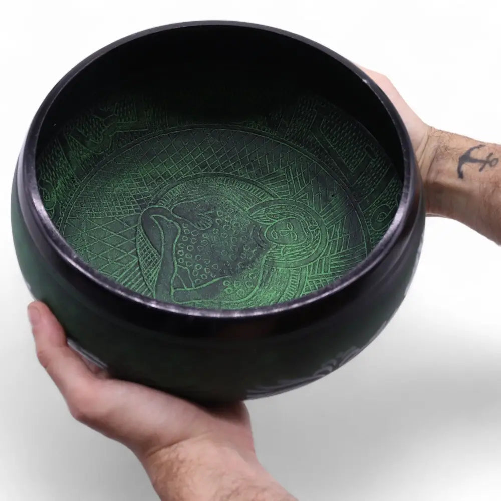 Extra Loud - Mushroom Singing Bowl - Moss Green (23x10.5cm, - Tibetan Singing Bowls