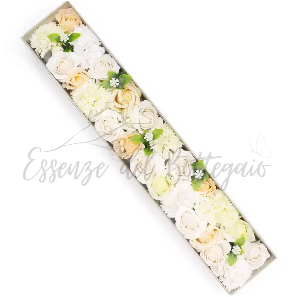 Fiori di Sapone Bianco & Avorio - Nozze - Conf. Extra Lunga - Soap Flowers Gift Boxes