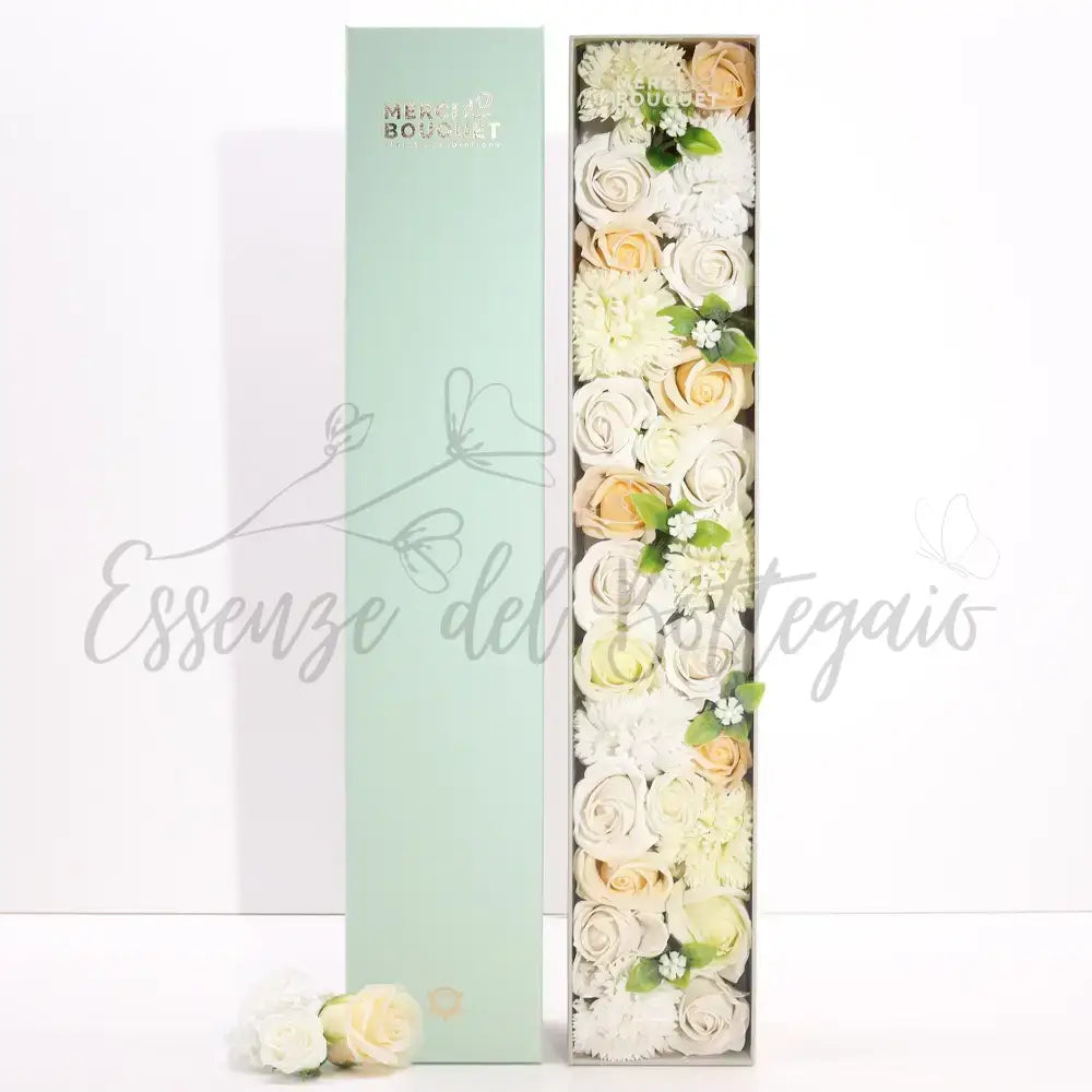 Fiori di Sapone Bianco & Avorio - Nozze - Conf. Extra Lunga - Soap Flowers Gift Boxes