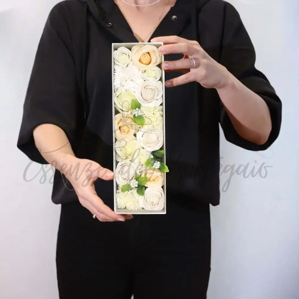 Fiori di Sapone Bianco & Avorio - Nozze - Conf. Lunga - Soap Flowers Gift Boxes
