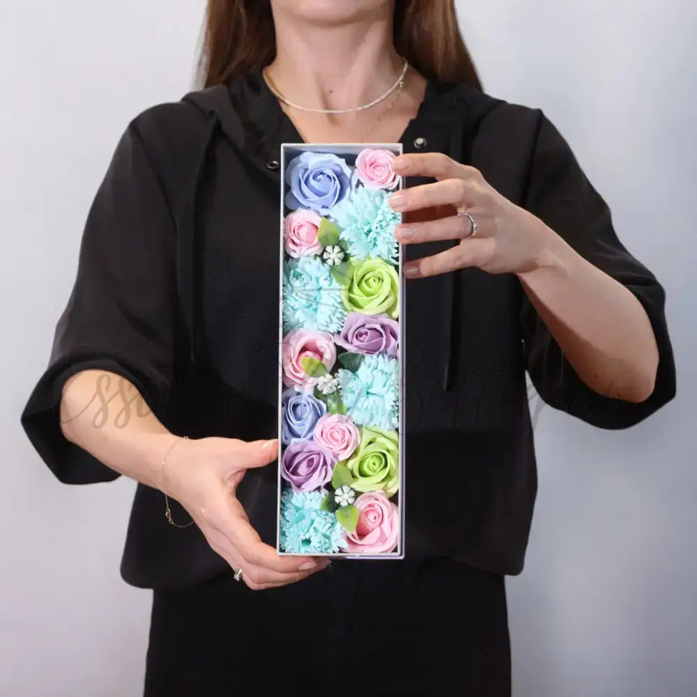 Fiori di Sapone Blu - Nascita - Conf. Lunga - Soap Flowers Gift Boxes