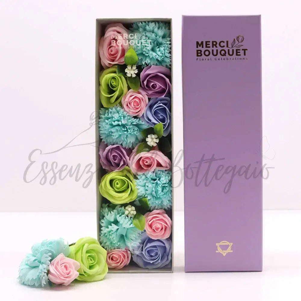 Fiori di Sapone Blu - Nascita - Conf. Lunga - Soap Flowers Gift Boxes