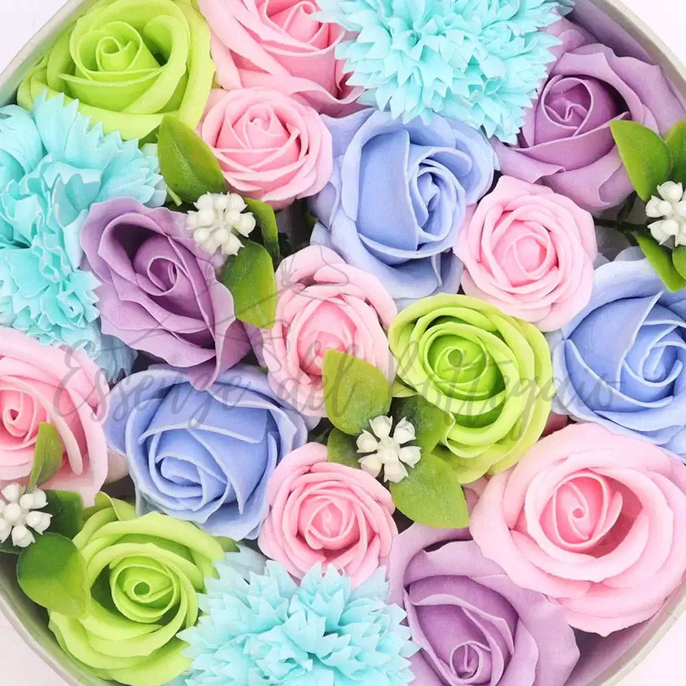 Fiori di Sapone Blu - Nascita - Conf. Rotonda - Soap Flowers Gift Boxes