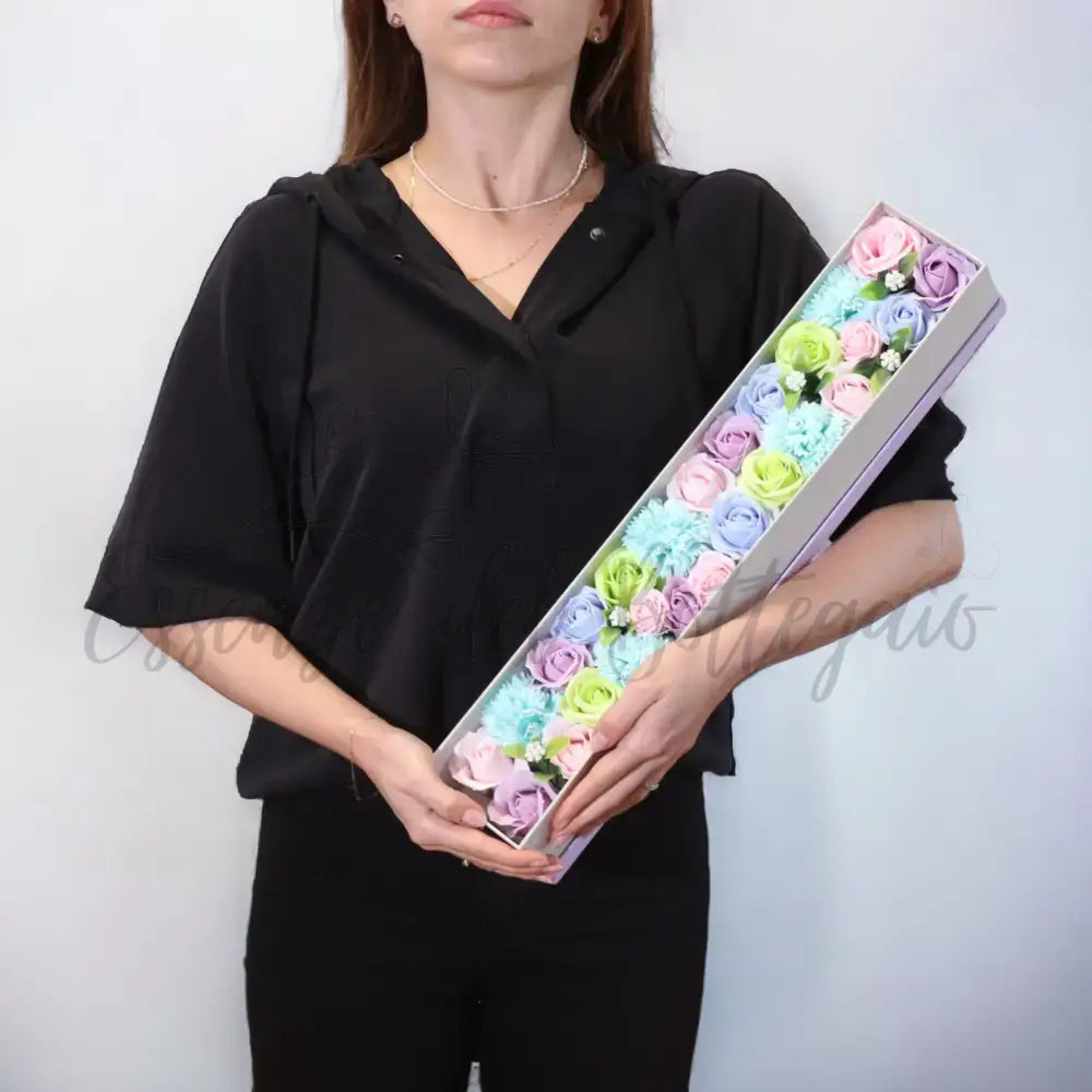 Fiori di Sapone Blu - Nascita - Extra Conf. Lunga - Soap Flowers Gift Boxes