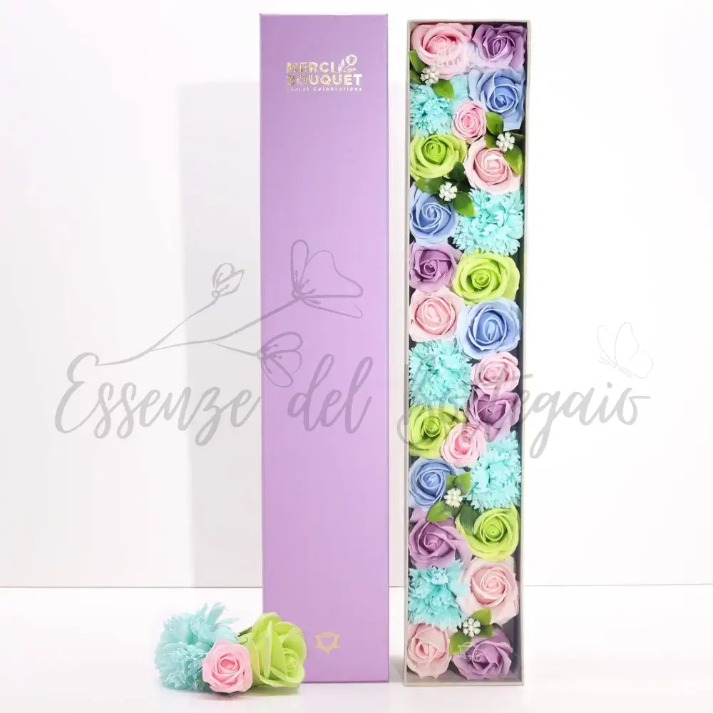 Fiori di Sapone Blu - Nascita - Extra Conf. Lunga - Soap Flowers Gift Boxes