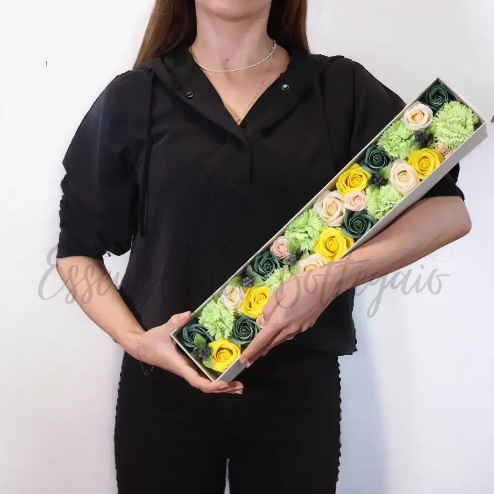 Fiori di Sapone Giallo & Verde - Primavera - Conf. Extra - Soap Flowers Gift Boxes
