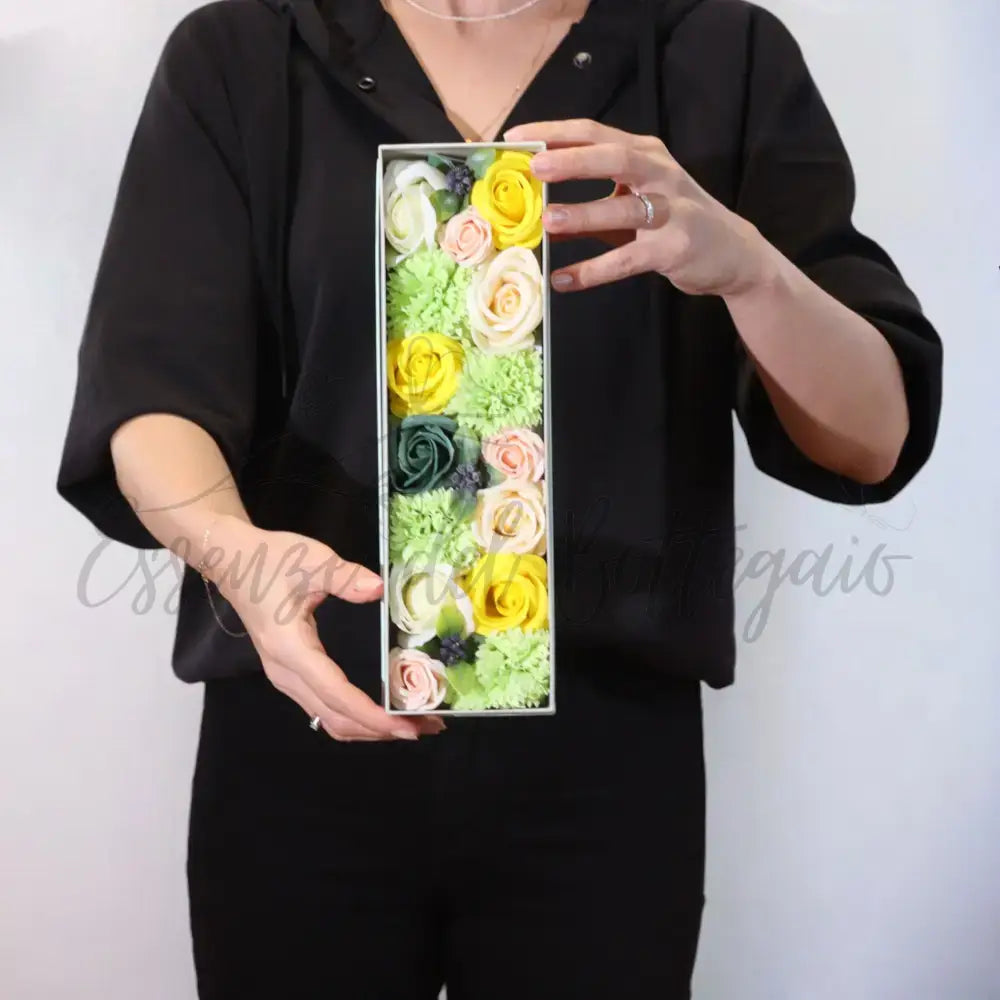 Fiori di Sapone Giallo & Verde - Primavera - Conf. Lunga - Soap Flowers Gift Boxes