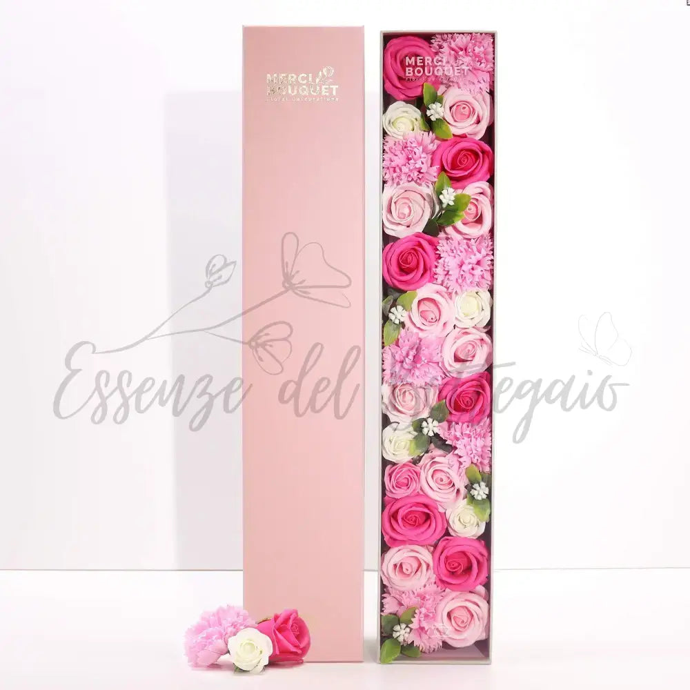 Fiori di Sapone Rosa - Nascita - Conf. Extra Lunga - Soap Flowers Gift Boxes