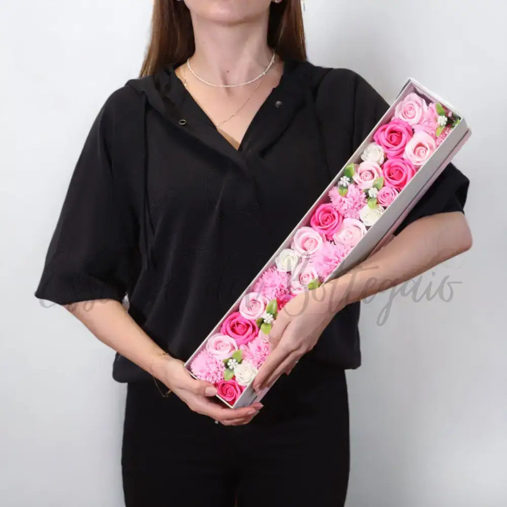 Fiori di Sapone Rosa - Nascita - Conf. Extra Lunga - Soap Flowers Gift Boxes