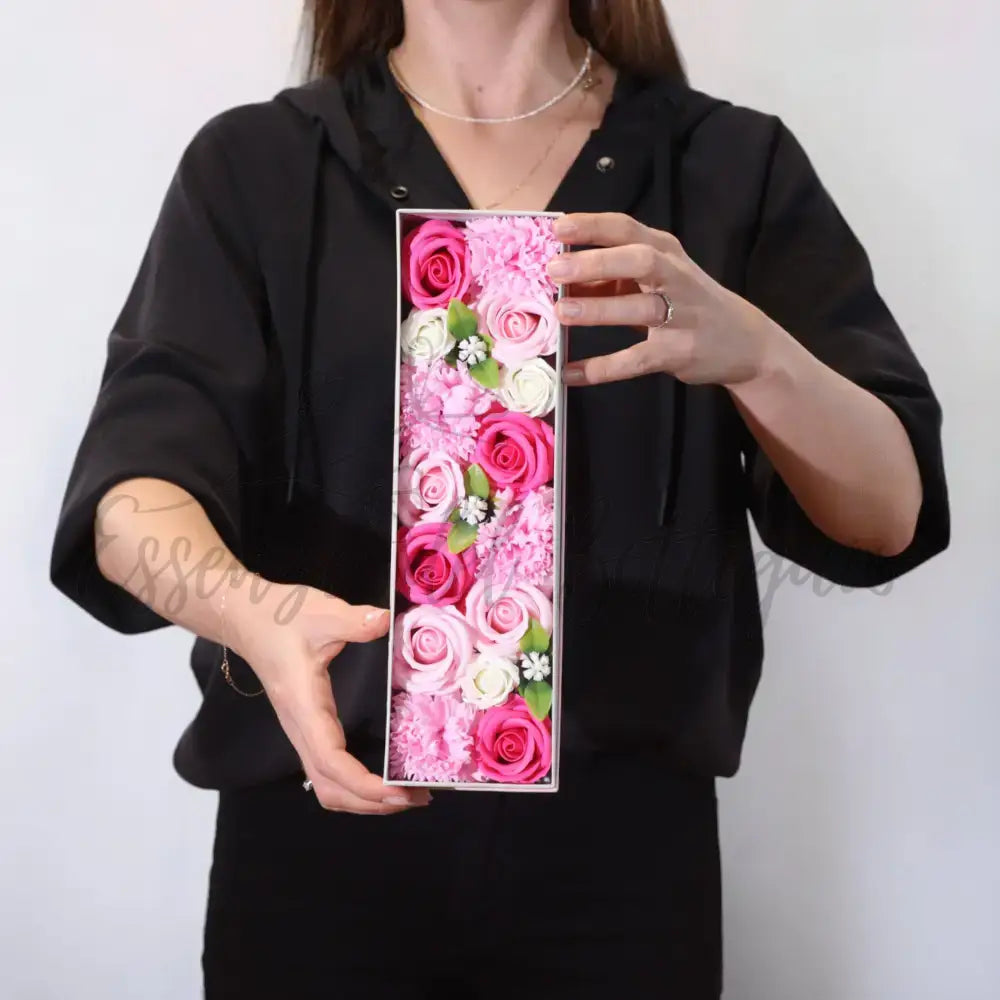 Fiori di Sapone Rosa - Nascita - Conf. Lunga - Soap Flowers Gift Boxes