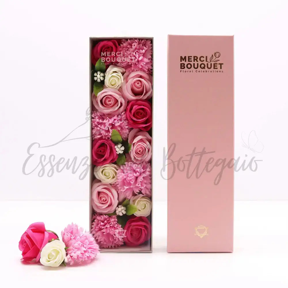 Fiori di Sapone Rosa - Nascita - Conf. Lunga - Soap Flowers Gift Boxes