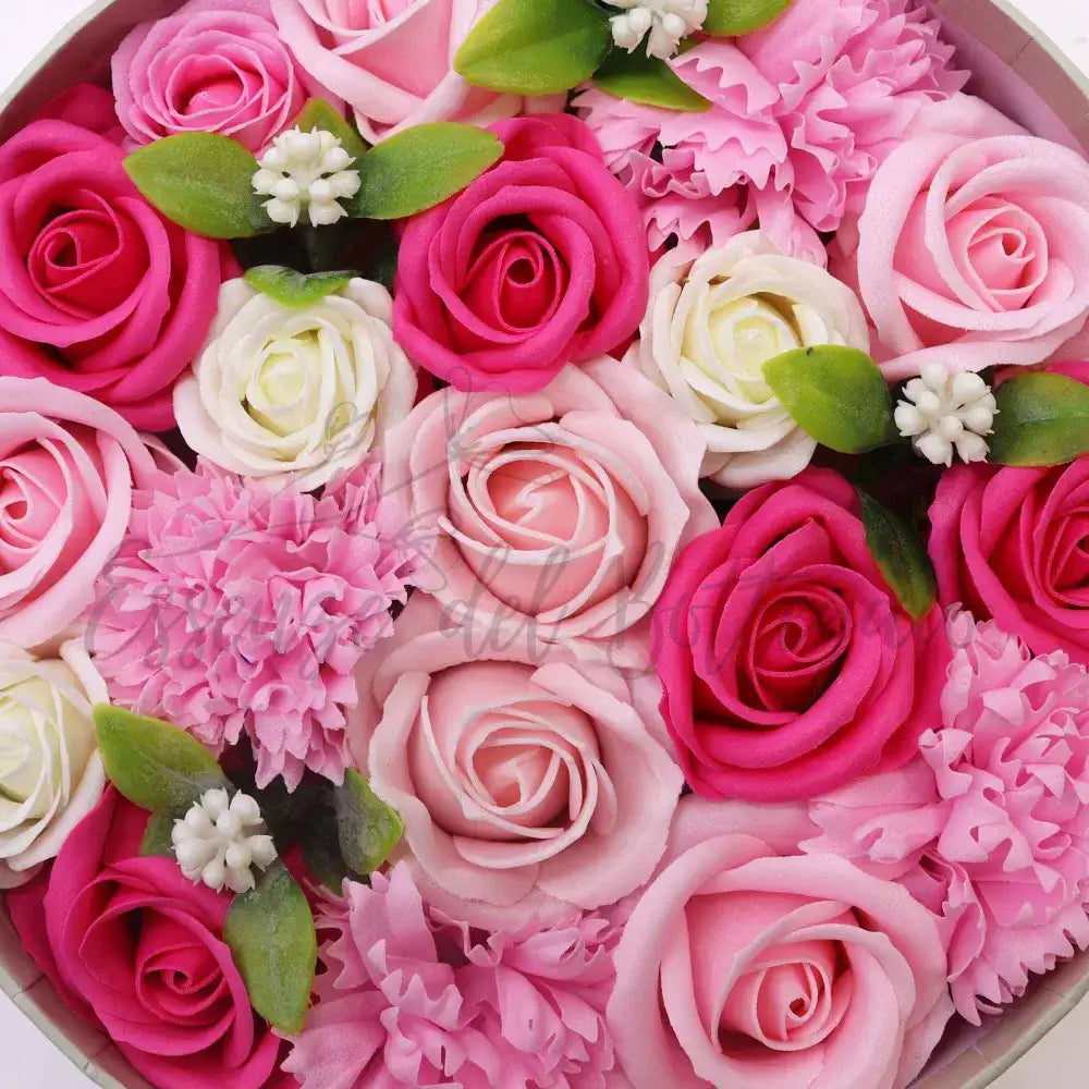 Fiori di Sapone Rosa - Nascita - Conf. Rotonda - Soap Flowers Gift Boxes