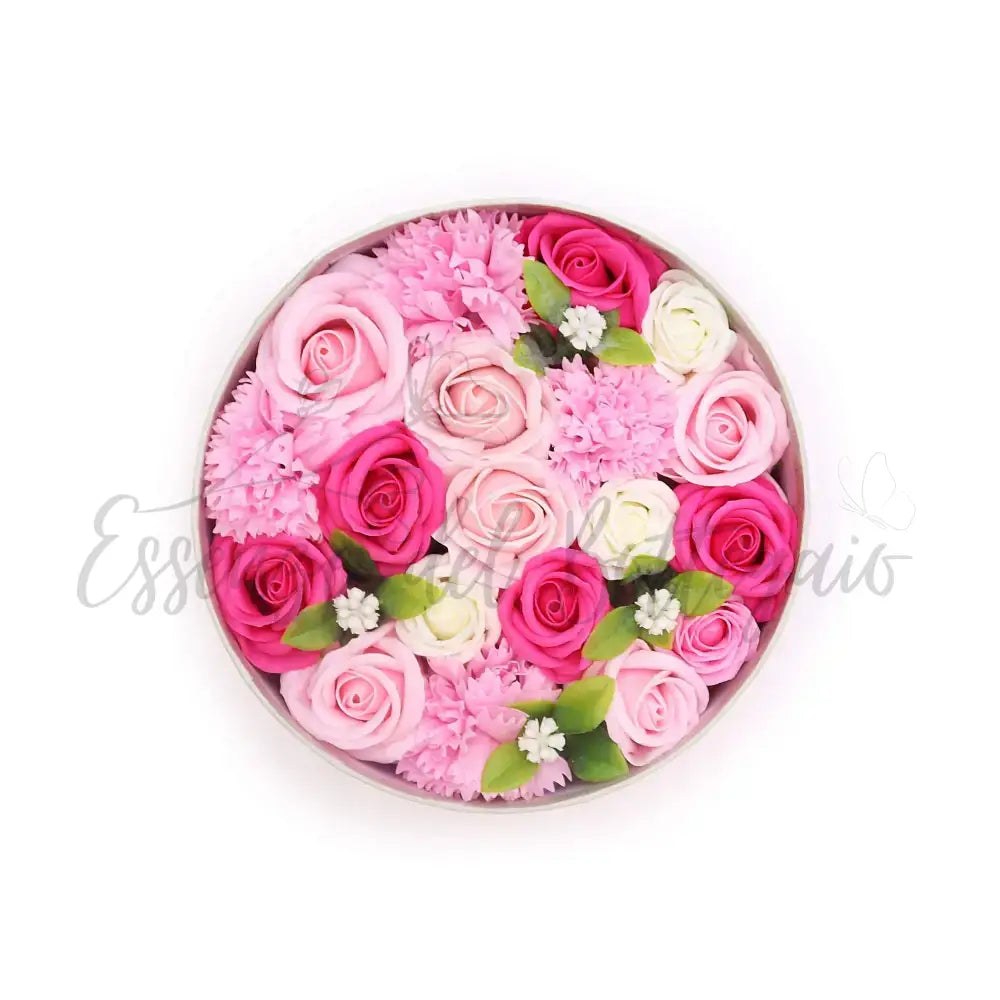 Fiori di Sapone Rosa - Nascita - Conf. Rotonda - Soap Flowers Gift Boxes